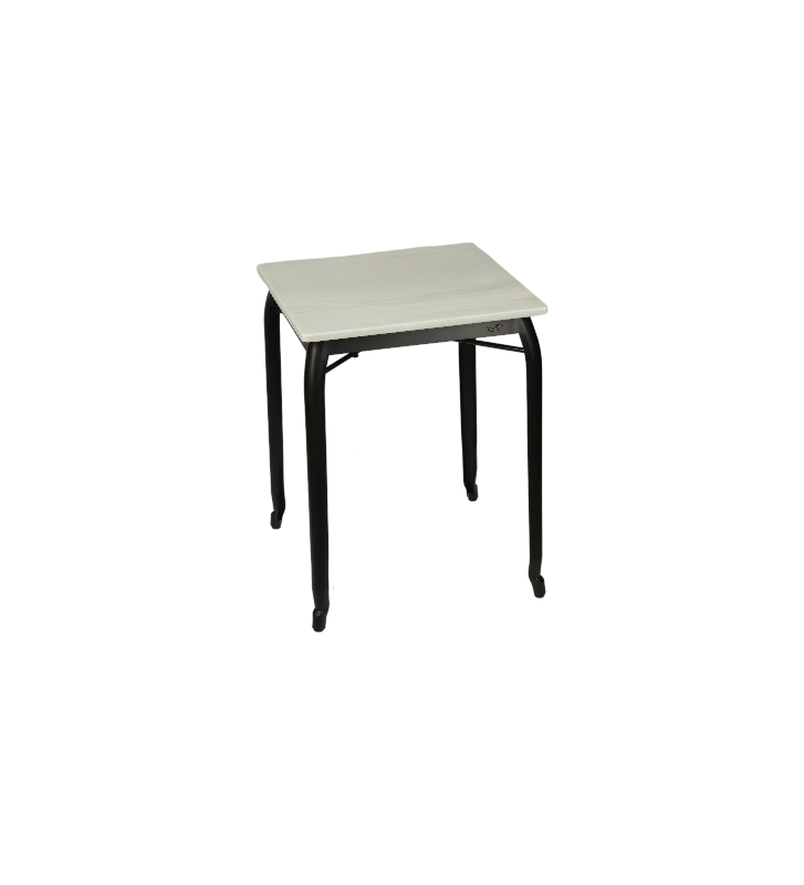 Mesa Albania estructura metálica epoxi negro con tablero Mármol Natural Blanco Macael