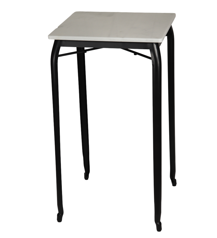 Mesa Albania-H estructura metálica epoxi color negro con tablero Mármol Natural Blanco Macael